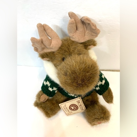 Boyds Bear 12" Spruce McMoose Moose w/ Plush Green Sweater Embroidered Sweater - Picture 3 of 5
